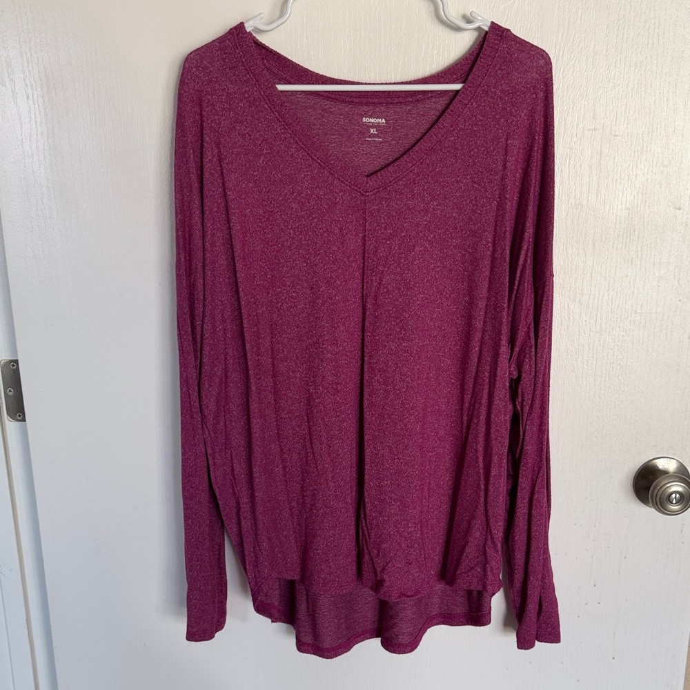 Sonoma V-Neck Long Sleeve Top - Plum